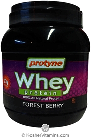Protyne Kosher 100% All Natural Whey Protein Powder Dairy Cholov Yisroel - Forest Berry 2 LB