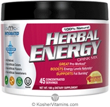 Integrated Supplements Kosher 100% Natural Herbal Energy Drink Mix Raspberry Lemonade 3.5 OZ