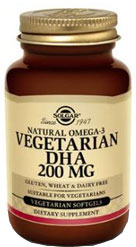 Solgar Natural Omega-3 Vegetarian DHA 200 mg Vegetarian Suitable Not Certified Kosher  50 Vegetarian Softgels