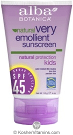 Alba Botanica Natural Very Emollient Sunscreen Kids Broad Spectrum SPF 45 4 OZ