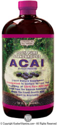 Only Natural Kosher ACAI Liquid 100% Pure Standardized and Organic 32 oz