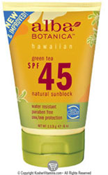 Alba Botanica Green Tea Sunblock SPF 45 4 OZ