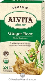 Alvita Kosher Organic Ginger Root Herbal Tea 24 Tea Bags