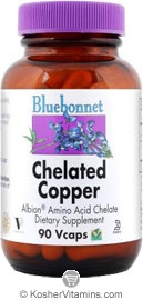 Bluebonnet Kosher Albion Chelated Copper 3 mg 90 Vegetable Capsules