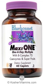 Bluebonnet Kosher MaxiOne Single Daily Multiple 60 Caplets