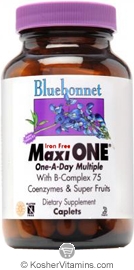 Bluebonnet Kosher MaxiOne Single Daily Multiple Iron Free 60 Caplets