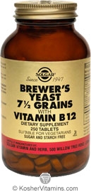Solgar Kosher Brewer&rsquo;s Yeast 7 1/2 Grain with Vitamin B12 250 Tablets