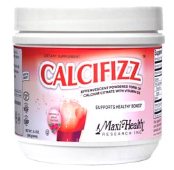 Maxi Health Kosher CalciFizz Calcium Citrate with Vitamin D3 Powder Strawberry Flavor 8 OZ