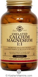 Solgar Kosher Chelated Calcium Magnesium 1:1 120 Tablets