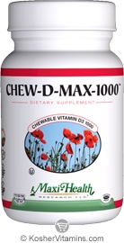 Maxi Health Kosher Chew D Max (Vitamin D3 Chewable) 1000 IU Berry Flavor 100 Chewable