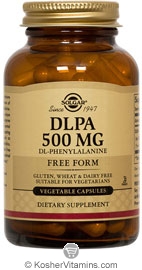 Solgar Kosher DLPA (DL-phenylalanine) 500 mg 100 Vegetable Capsules