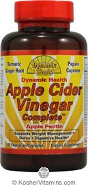 Dynamic Health Apple Cider Vinegar Complete with Apple Pectin Vegetarian Suitable not Certified Kosher 90 Vegetarian Capsules