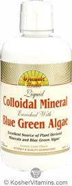 Dynamic Health Kosher Liquid Colloidal Mineral Enriched with Blue-Green Algae Lemon-Lime Flavor 32 OZ
