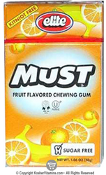 Elite Kosher Must Sugar Free Chewing Gum Fruit Flavor 20 Pieces
