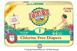 Earth&rsquo;s Best Chlorine Free Diapers - Size 1 - 8-14 lbs 44 Diapers 1 Pack