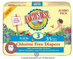 Earth&rsquo;s Best Chlorine Free Diapers - Size 3- 16-28 lbs 35 Diapers 4 Pack