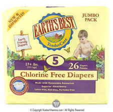 Earth&rsquo;s Best Chlorine Free Diapers - Size 5 - 27+ lbs - 26 Diapers 1 Pack