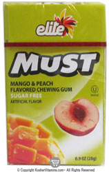 Elite Kosher Must Sugar Free Chewing Gum Mango & Peach Flavor 20 Pieces