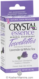 Crystal Essence Mineral Deodorant Towelettes Lavender & White Tea 6 Packets