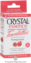 Crystal Essence Mineral Deodorant Towelettes Pomegranate 6 Packets