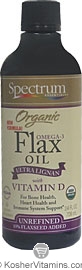 Spectrum Kosher Organic Ultra Lignan Omega-3 Flax Oil with Vitamin D 24 OZ