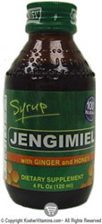 Jengimiel Kosher Cough Syrup For Adults With Ginger, Honey And Aloe  4 OZ