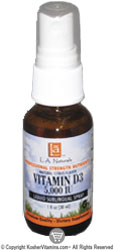 L.A. Naturals Kosher Liquid Spray Vitamin D3 5000 IU Citrus Flavor 2 OZ