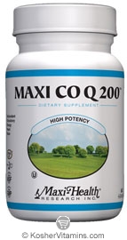 Maxi Health Kosher Maxi Co Q 200 mg. Coenzyme Q-10  60 Maxicaps
