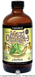 Maxi Health Kosher EnricheD Maxi Omega-3 Liquid Fish Oil with Vitamin E & D3 Mint Burst 12 OZ
