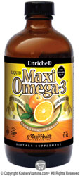 Maxi Health Kosher EnricheD Maxi Omega-3 Liquid Fish Oil with Vitamin E & D3 Orange Burst  BUY 1 GET 1 FREE  12 OZ