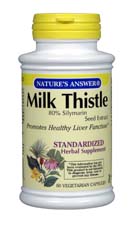 Natures Answer Standardized Milk Thistle Seed Extract Vegetarian Suitable not Certified Kosher 60 Vegicaps