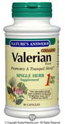 Natures Answer Kosher Organic Valerian Root 90 Vegetarian Capsules