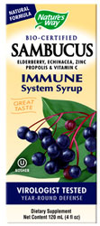 Natures Way Kosher Sambucus Immune System Elderberry, Echinacea, Zinc, Propolis & Vitamin C Syrup 4 Oz.