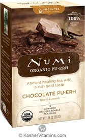 Numi Tea Kosher Organic Chocolate Puerh Pack of 6 16 Bags of Tea