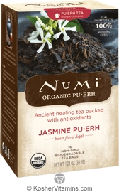 Numi Tea Kosher Organic Jasmine Puerh Pack of 6 16 Bags of Tea