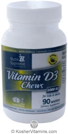 Nutri-Supreme Research Kosher Vitamin D3 Chews 1000 IU Grape Flavor 90 Wafers