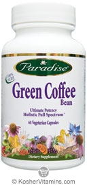 Paradise 100% Pure Green Coffee Bean Vegetarian Suitable Not Certified Kosher 60 Vegetarian Capsules