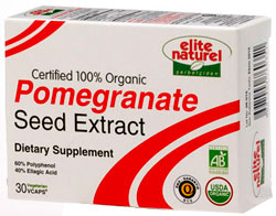 Elite Naturel Kosher Pomegranate Seed Extract (Certified 100% Organic)  BUY 1 GET 1 FREE  30 Vegetarian Capsules