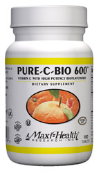 Maxi Health Kosher Vitamin C Pure C Bio 600 Mg 180 Tablets