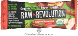 Raw Revolution Kosher Organic Greens Super Food Bar Apple Cinnamon Parve 12 Bars