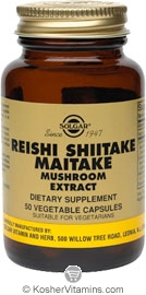 Solgar Reishi Shitake Maitake Mushroom Extract Vegetarian Suitable Not Certified 50 Vegetable Capsules