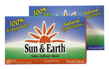 Sun & Earth Dryer Sheets Citrus 1 Pack 80 Sheets