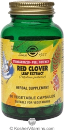 Solgar SFP Red Clover Leaf Extract Vegetarian Suitable Not Certified Kosher 60 Vegetable Capsules