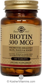 Solgar Kosher Biotin 300 Mcg. 100 Tablets