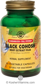 Solgar Kosher SFP Black Cohosh Root Extract Plus 60 Vegetable Capsules