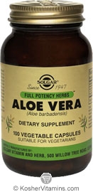 Solgar FP Aloe Vera Vegetarian Suitable Not Certified Kosher 100 Vegetable Capsules