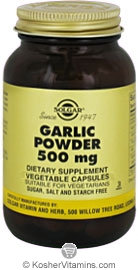 Solgar Kosher Garlic Powder 500 Mg 90 Vegetable Capsules
