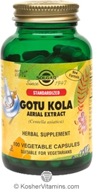 Solgar Kosher Standardized Gotu Kola Aerial Extract 100 Vegetable Capsules