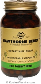 Solgar Kosher FP Hawthorne Berry  100 Vegetable Capsules