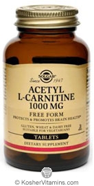 Solgar Kosher Acetyl-L-Carnitine 1000 Mg. 30 Tablets